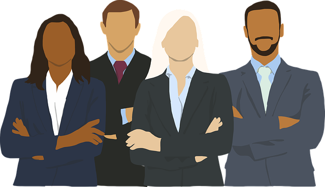 Group of animated workers dress in business clothes